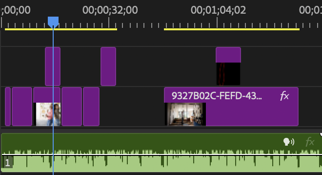 Timeline working on video essay in Adobe Primere Pro